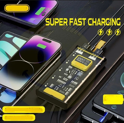 Transparent Power Bank With LED Light | Fast Charging Portable