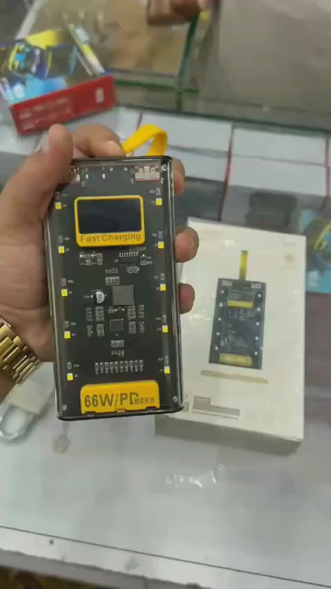 Transparent Power Bank With LED Light | Fast Charging Portable